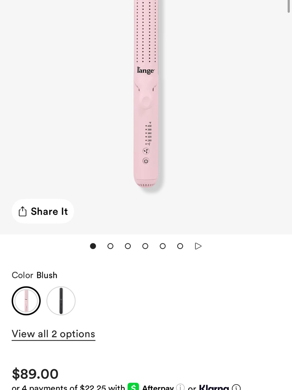 Lange Blush Pink Hair straightener, Curling Iron, and Curl Wand